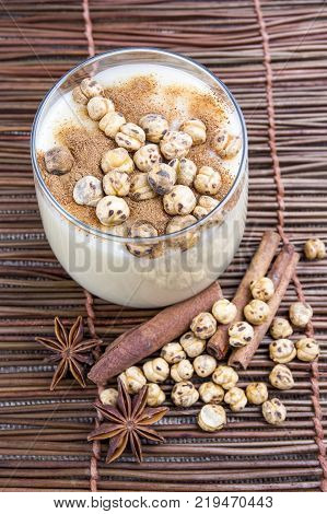 Boza or Bosa, traditional Turkish drink with roasted chickpea