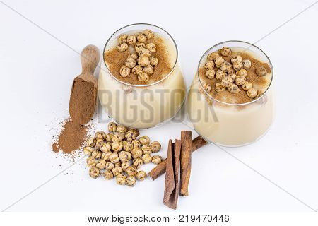 Boza or Bosa, traditional Turkish drink with roasted chickpea