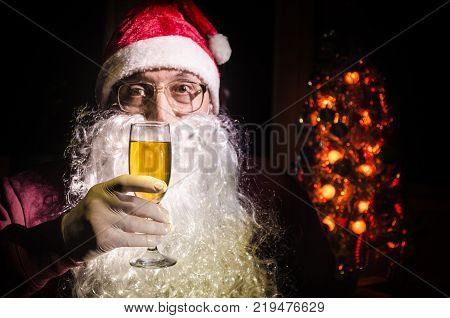 Santa Claus Toasting With A Glass Of Champagne (bottle), Santa Claus With A Glass Of Champagne Celeb