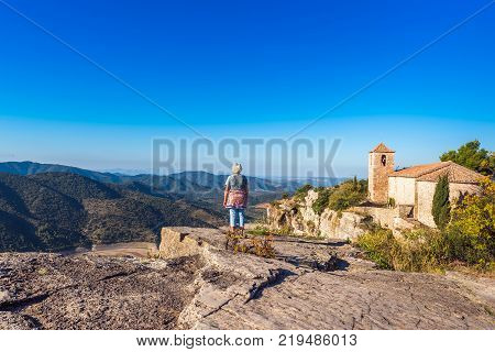 View Of The Romanesque Church Of Santa Maria De Siurana In Siurana Tarragona Catalunya Spain. Copy S