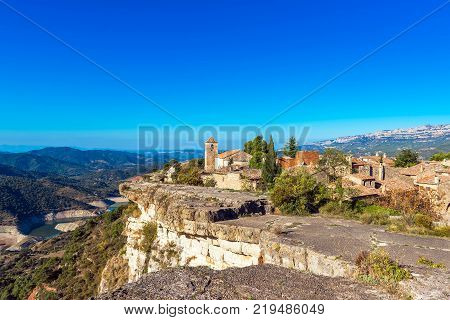 View Of The Romanesque Church Of Santa Maria De Siurana In Siurana Tarragona Catalunya Spain. Copy S