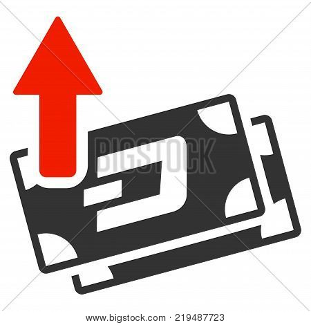Dash Banknotes Cashout flat vector pictogram. An isolated illustration on a white background.