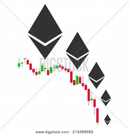 Ethereum Deflation Chart flat vector pictogram. An isolated illustration on a white background.