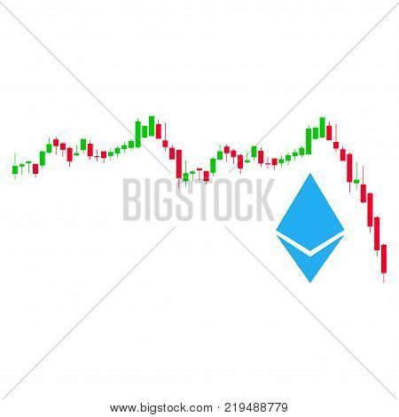 Ethereum Falling Chart flat vector pictograph. An isolated illustration on a white background.