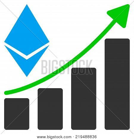 Ethereum Growth Trend flat vector icon. An isolated illustration on a white background.