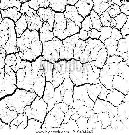 cracked clay ground into the dry season. Vector illustration.