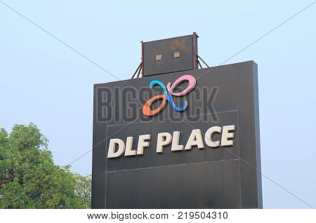 New Delhi India - October 29, 2017: Dlf Place Shopping Mall Signage In New Delhi.