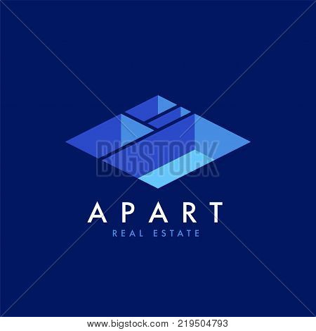 Real estate vector logo design template for corporate identity. Apartment isometric plan icon template leayout.