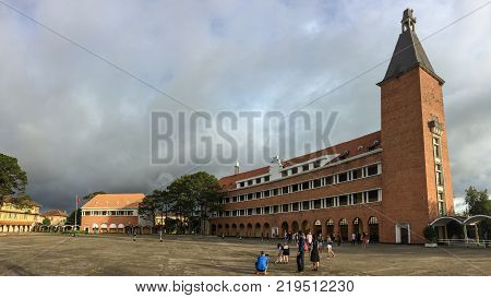 Dalat Vietnam - Nov 22 2017. Ancient school at downtown in Dalat Vietnam. The school founded in 1927 in Da Lat to educate the children of French colonialists.