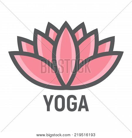 Lotus filled outline icon, fitness and sport, yoga sign vector graphics, a colorful line pattern on a white background, eps 10.