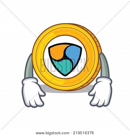 Tired NEM coin character cartoon vector illustration