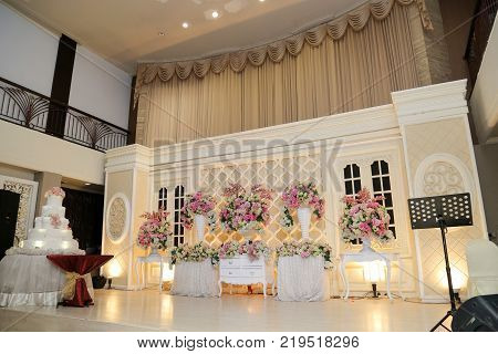 Colorful themed wedding stage decoration asian wedding