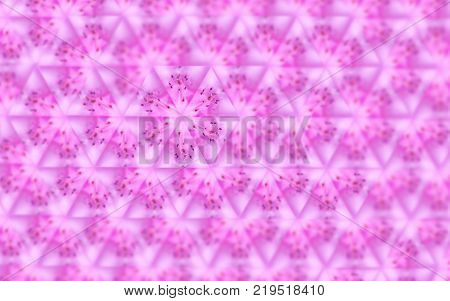 Sexangle pattern of pink blurred macro azalea. Abstract background with kaleidoscope effect, mirror reflection imitation. Summer spring floral symmetrical template. Enchanting magnetic romantic image