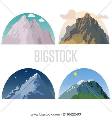 Mountain landscape hill peak. Cartoon mountain side vector landscapes. Flat design vector illustration vector.