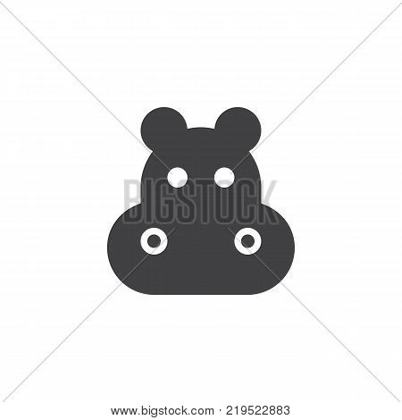 Hippopotamus head icon vector, filled flat sign, solid pictogram isolated on white. Behemoth face symbol, logo illustration.