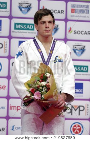 ST. PETERSBURG, RUSSIA - DECEMBER 16, 2017: Tommy Macias, Sweden during award ceremony of Judo World Masters 2017. Macias won bronze medal in Men U73
