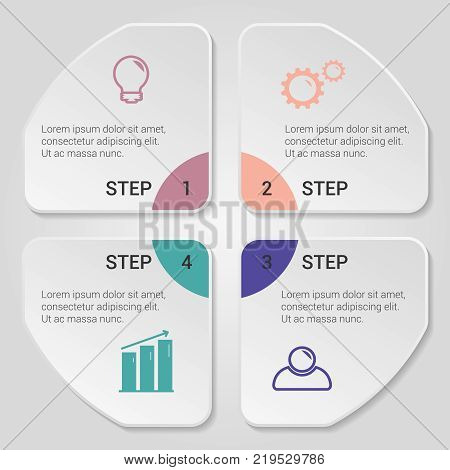 Infographic element. Chart, graph, diagram with 4 steps, options, parts, processes, phase Vector business template for presentation and training