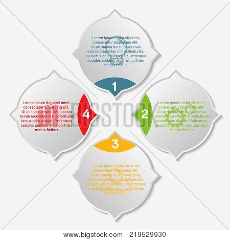 Business data visualization. Abstract flat elements of diagram with 4 steps, options, parts or processes. Vector business template for presentation. Creative concept for infographic. Process chart.