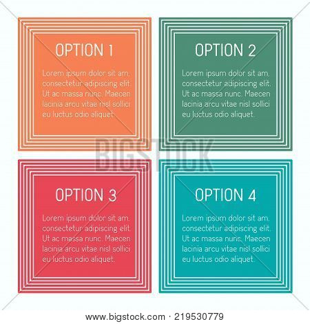Vector illustration of four square options infographic design elements.