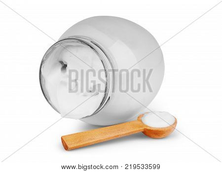 Small ceramic pot with sour cream. File contains clipping paths.