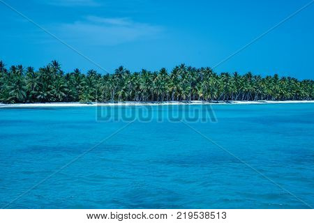Travel photography - sailing along the coast of Saona island (Dominican Republic).