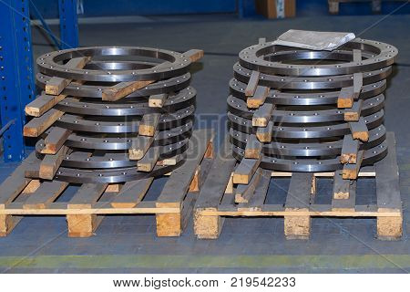 Industrial background from circle metalic  parts after machining
