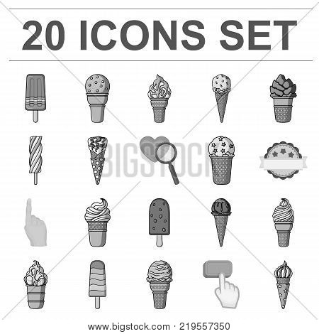 Different ice cream monochrome icons in set collection for design. Dessert and sweetness vector symbol stock  illustration.