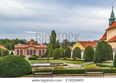 Cernin garden is beautiful baroque garden adjacent to the Cernin Palace was started in 1693 Prague Czech republic