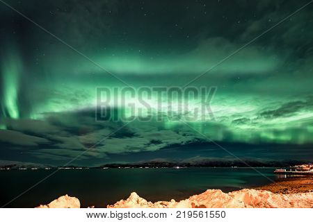 Aurora Borealis in North Norway - Tromso City - Tonsvik