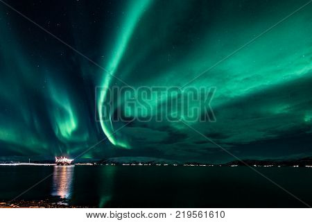 Aurora Borealis in North Norway - Tromso City - Tonsvik