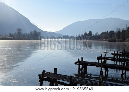 An entire lake completely frozen - Lake Endine - Bergamo - Lombardy - Italy 0011