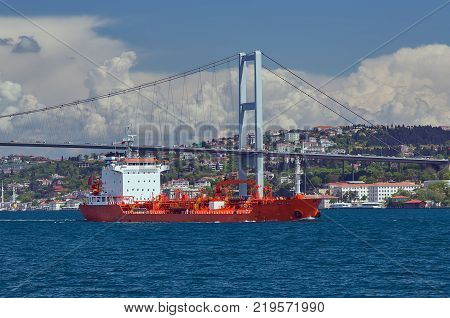 Container Cargo Cranes Loading And Unloading Of Containers In The Sea Port, Logistic Import Export T