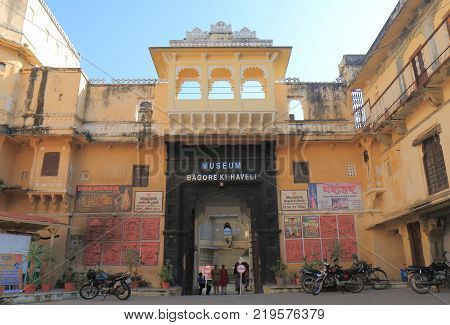 Udaipur India - October 15, 2017: Unidentified People Visit Museum Bagore Ki Haveli. Museum Bagore K