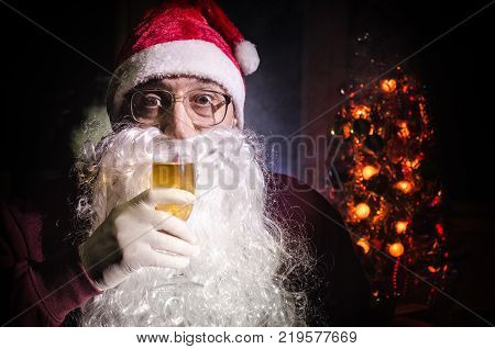 Santa Claus Toasting With A Glass Of Champagne (bottle), Santa Claus With A Glass Of Champagne Celeb