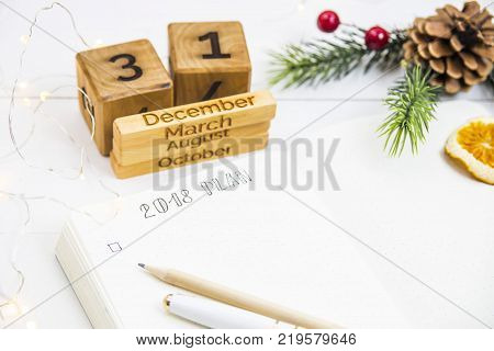 The setting of plans and goals for 2018 in the diary during the New Year holidays