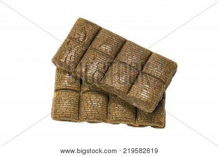 Bars of medical hematogen on a white background shot close-up