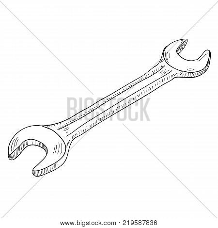 The hand wrench tool or spanner a Vector illustration.