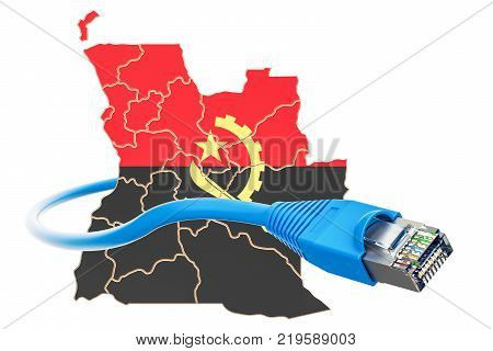 Internet connection in Angola concept. 3D rendering isolated on white background