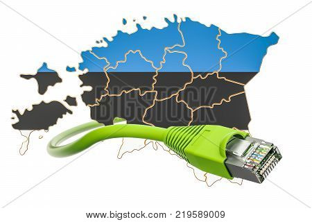 Internet connection in Estonia concept. 3D rendering isolated on white background