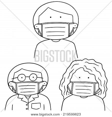 vector set of medical protective mask hand drawn cartoon