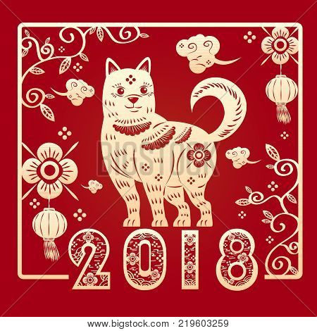 cartoon dog silhouette on the red background
