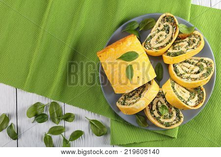Egg And Cheese Roulade With Spinach And Feta