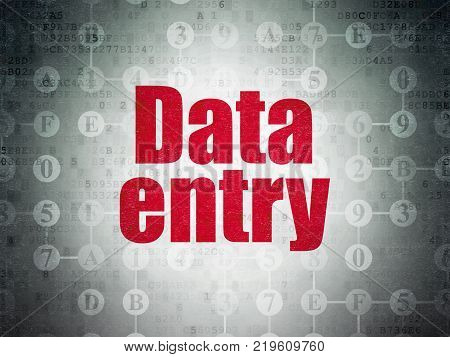 Data concept: Painted red text Data Entry on Digital Data Paper background with  Scheme Of Hexadecimal Code