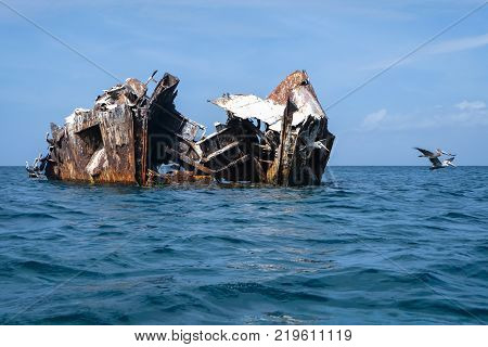 Wreck ferryboat sunk next to Cubagua island (Cubagua island, Venezuela).