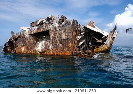 Wreck ferryboat sunk next to Cubagua island (Venezuela).