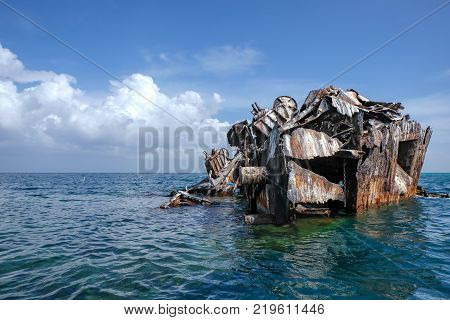 Wreck ferryboat sunk next to Cubagua island (Venezuela).