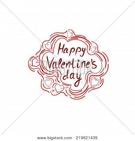 Happy Valentine's day calligraphy. Hand written greeting card.