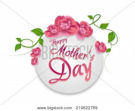 Happy mother's greeting card decorated with beautiful pink flowers