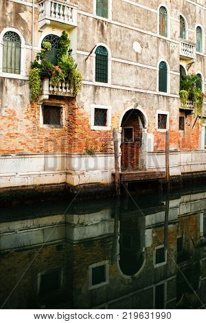 Italy, Venezia typical building facade on the Grand Canal.