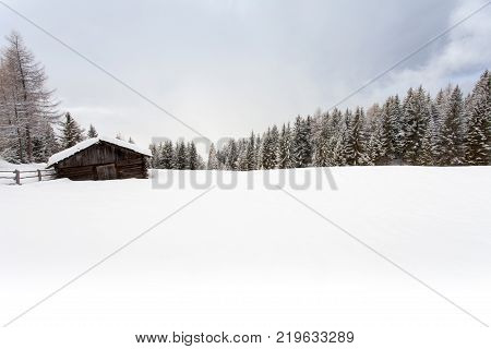 Snowy And Foggy Mountain Winter Landscape